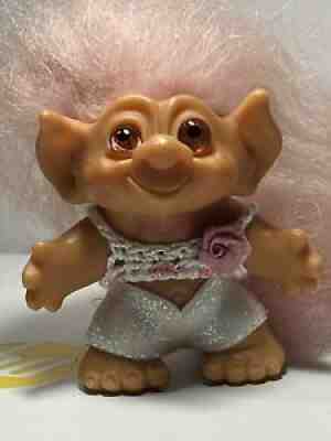 Dam Tiny Tailed Troll Original Pink Eyes /Hair/Tail 1965