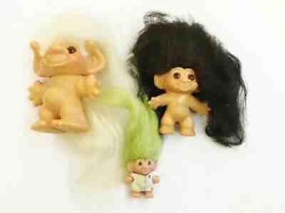 VINTAGE 1960s OR 70s LOT OF 3 TROLLS INCLUDING DAM TROLLS