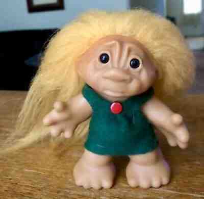 RARE Troll Doll Vintage 1968 Dam 5 White Hair Made in Denmark Sad Face!