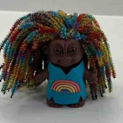 Rare Russ African American Troll Doll Rainbow Yarn Hair Hippie Pride Troll. ð???