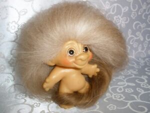 Vintage Troll Doll Scandia DAM 1960s - 2 1/2 Inch New Mohair & New Gold Eyes