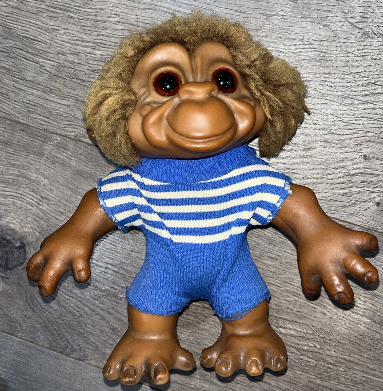 VINTAGE 1960'S DAM MONKEY BOY - 7" Dam Troll Doll - DANMARK -New Brown Eyes