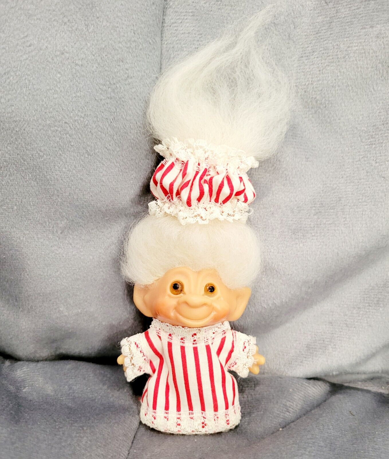 Vintage DAM Troll Granny Christmas Nightgown MCM 60s Collectible White Hair