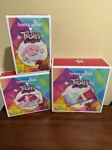 American Girl Trolls DreamWorks PJ’s & Sleeping Bag & Sparkle Outfit New