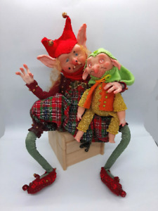 Cooddy Elf with Dooddy Mini Troll Friend Boudoir Dolls TWO Handmade Fantasy