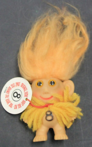 Vtg 1964 L Khem 8 Eight Ball Lucky Orange HAIR Yellow EYES TROLL DOLL RARE TAGS