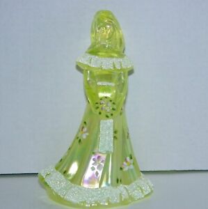 Fenton for QVC Bridesmaid Doll Iridized Topaz Satin Frit Uranium Vaseline Glows