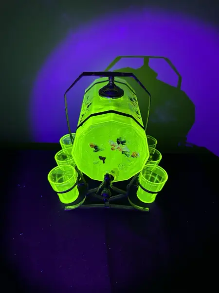 Uranium Glass Vaseline Barrel Decanter Samovar