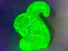 Solid Green Vaseline glass squirrel Sammy forest animal / uranium chipmunk glows
