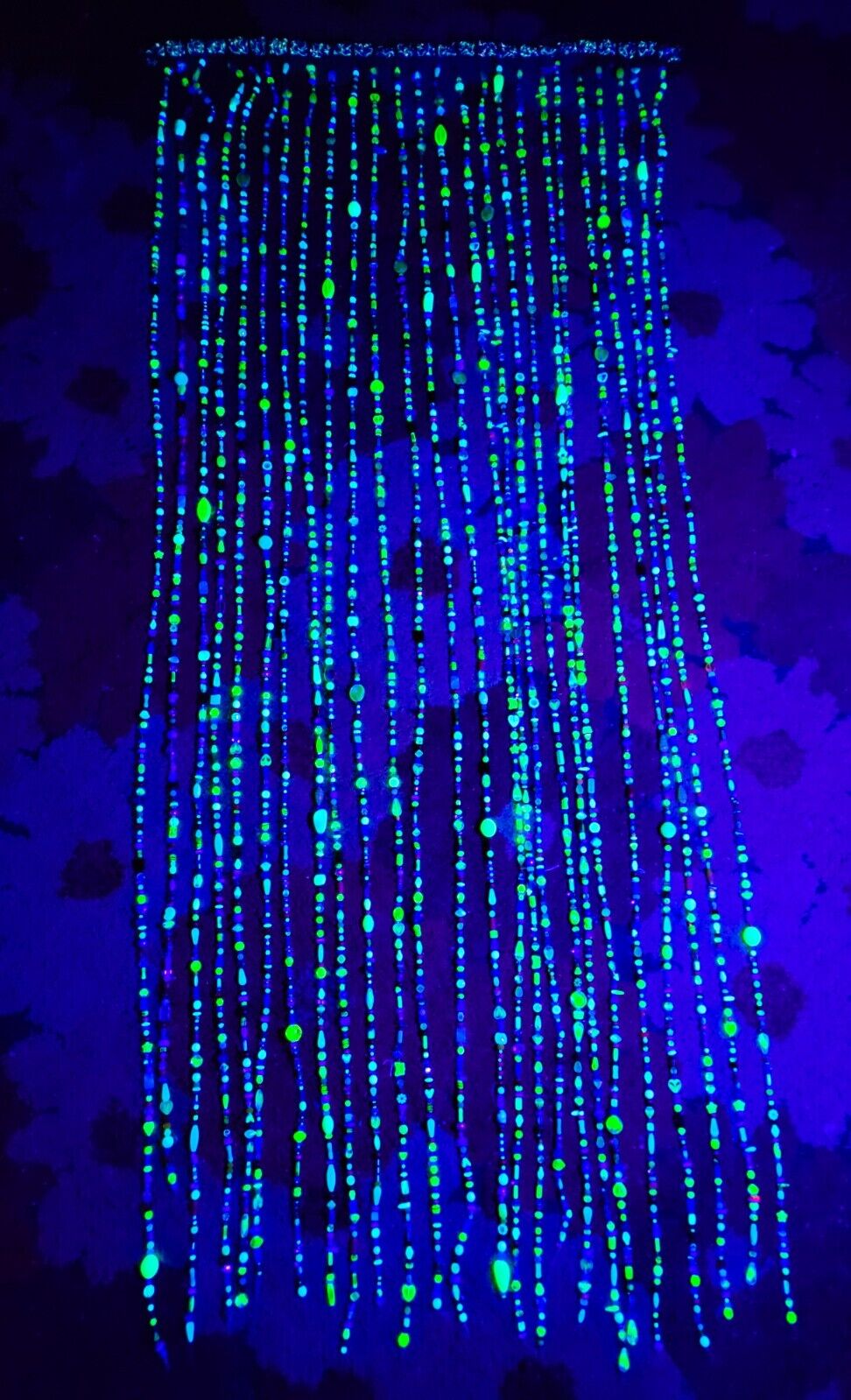 Uranium Glass Beaded Curtain 6ft 32" Doorway Czech Glass Beads