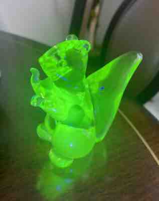 Rare 1960s Antonio da Ros Cenedese Murano Glass Uranium Squirrel Figurine Glow