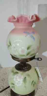 Fenton Uranium Burmese Hard to Find Burmese Blue Bird GWTW MINI Lamp #297/1250