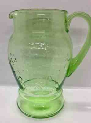 Rare Sylvan Parrot Uranium Depression Glass Pitcher