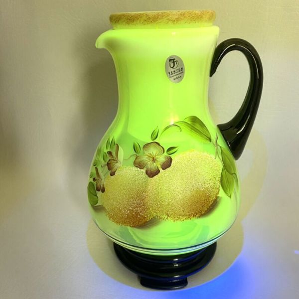 Fenton LTD Lemons of Topaz Uranium Opalescent 3 pc Tumble Up Signed NEW w tags