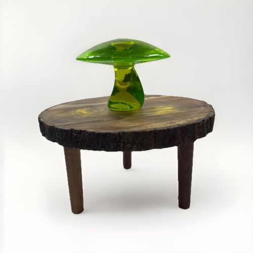 Viking Glass Mushroom Lime Green Uranium Vaseline XL Jumbo Paperweight 5.75”