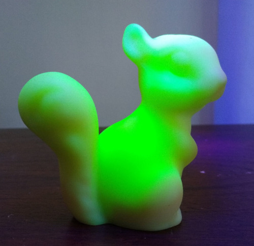 Fenton Art Glass Burmese Squirrel - Very Rare Vaseline Uranium Glass