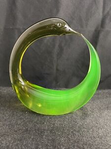 RARE URANIUM GLASS Luciano Gaspari SWAN Abstract Figurine For Salviati MURANO
