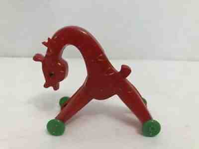 Rosen Rosbro Red Plastic Giraffe Wheels Pull Toy Lollipop Sucker Candy Holder