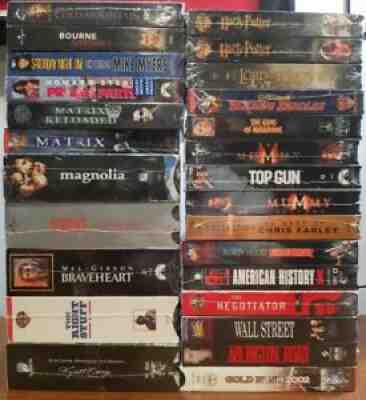 Lot Of 26 VHS Movies Brand New Sealed Scarface Braveheart Matrix Harry Potter ++