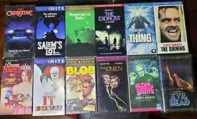 12 Horror movie lot! VHS The Thing, The Omen, IT, Prom Night, Christine, Blob...