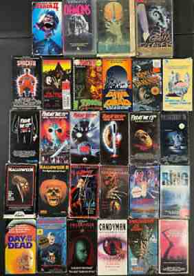LOT OF 28 HORROR / CULT VHS - FRIDAY THE 13TH SATAN'S BLADE HALLOWEEN SHOCKER