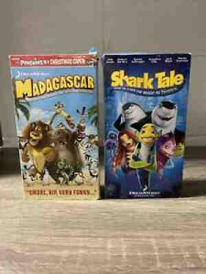 Madagascar VHS 2005 RARE Dreamworks Ben Stiller Late Release & Shark Tale!