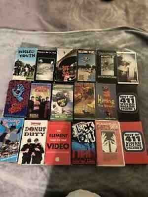 Skateboard 18 Vhs Video lot Vintage Rare Hawk Bam Muska Thrasher 411 Santa Cruz