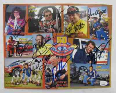 John Force Don Garlits Shirley Muldowney +7 Signed Auto Autograph 8.5x11 Photo J
