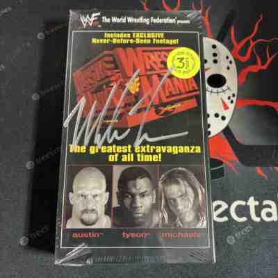 WWF WrestleMania XIV VHS Mike Tyson Signed Autograph Beckett Witness New Sealed