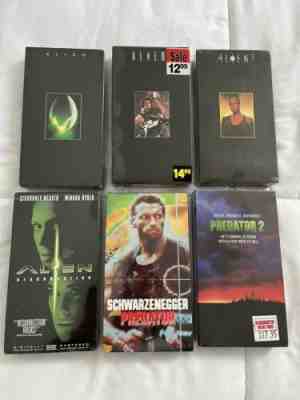 Alien Aliens Alien 3 Alien Resurrection Predator 1 & 2 New Sealed VHS Watermarks