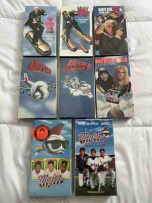 Factory Sealed VHS Lot Wayneâ??s World Major League Airplane Naked Gun Trilogy New