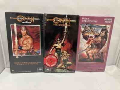 Conan The Barbarian & The Destroyer & Red Sonja Arnold Schwarzenegger VHS SEALED
