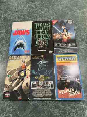 Vintage Lot Of (6) VHS Tapes - TMNT JAWS BIGFOOT STAR WARS NEVERENDING STORY Etc