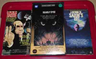 VHS 80's Horror Lot ~ Deadly Eyes, Bad Taste, & A Return To Salem's Lot ~ Rare!