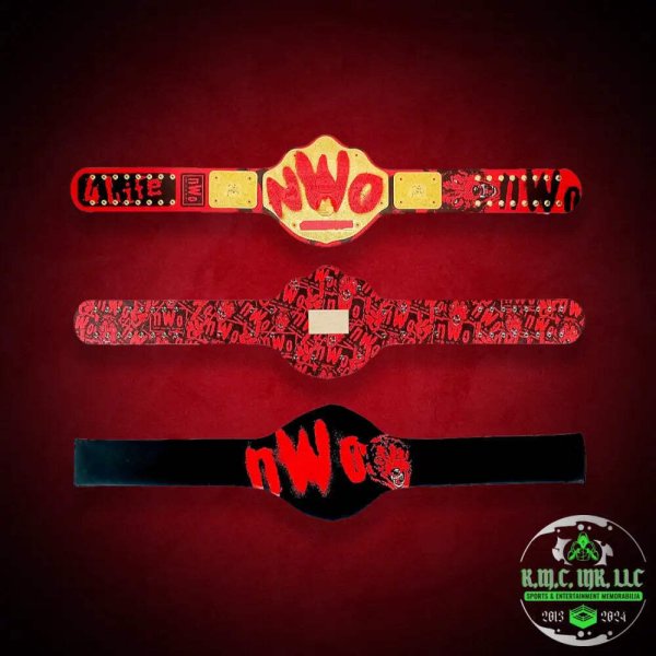 *WWE/WCW NWO WOLFPACK 4LIFE RED & BLACK SIGNATURE SERIES CHAMPIONSHIP TITLE BELT