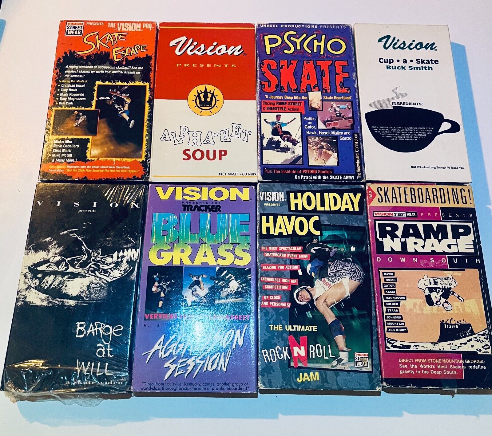 Lot of 8 rare Vintage Vision Skateboard VHS videos late 1980s to 1990s - used