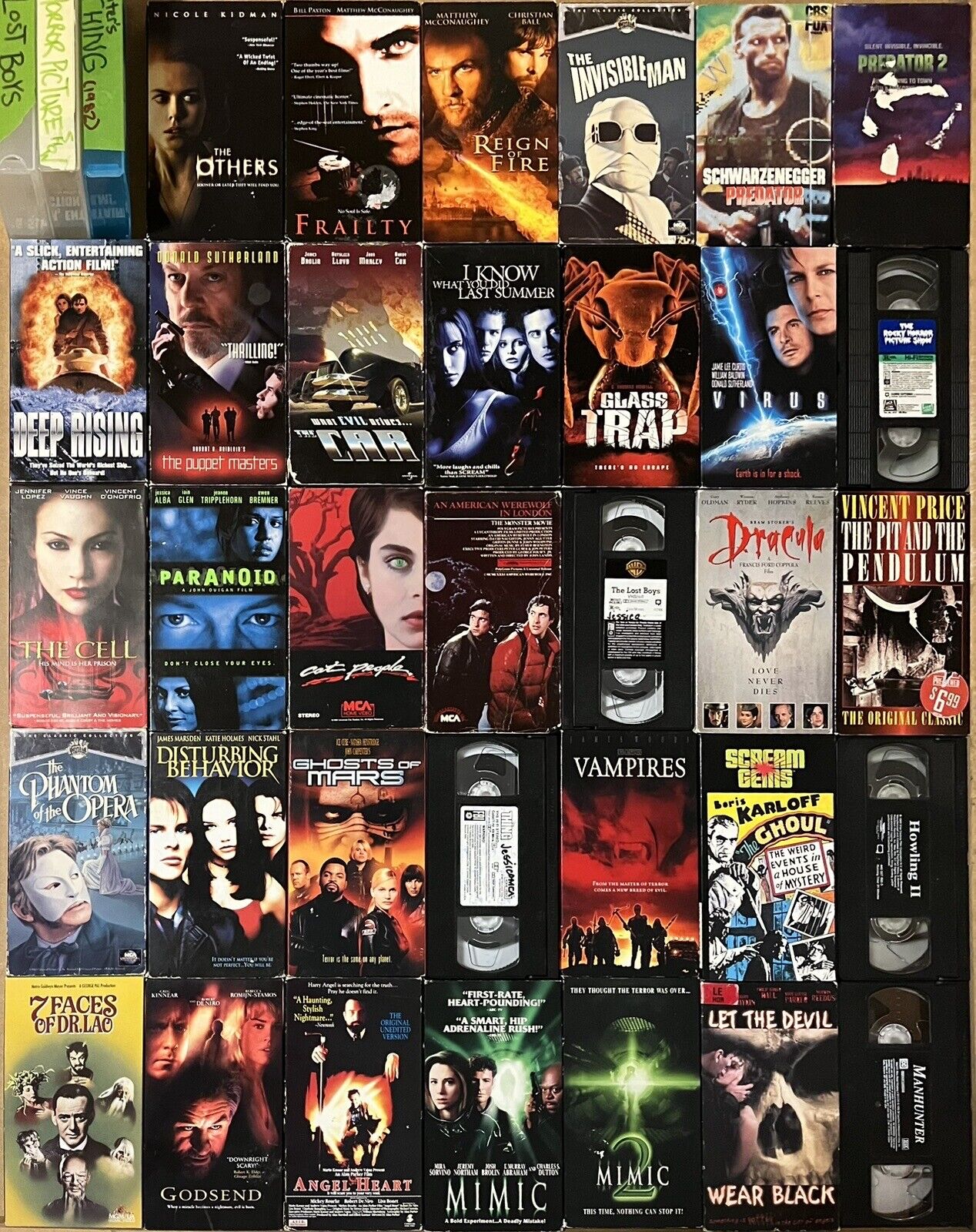 VHS Horror Sci Fi Lot (34) John Carpenter x3/Predator 1 2 Classics 2000’s TESTED