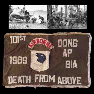 VERY RARE! 101st Airborne 1969 Hamburger Hill Vietnam War Soldier Theater Flag