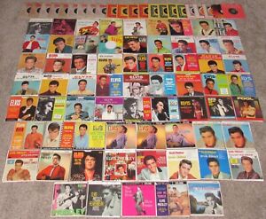 ELVIS PRESLEY: Large Lot of 45's, Picture Sleeves, EP's; 88 Different Titles