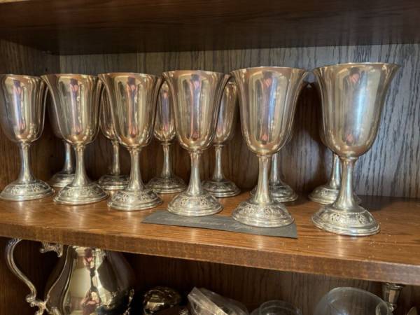Wallace Sterling Silver Goblets With design On Base - Set of 12  - No Monogram