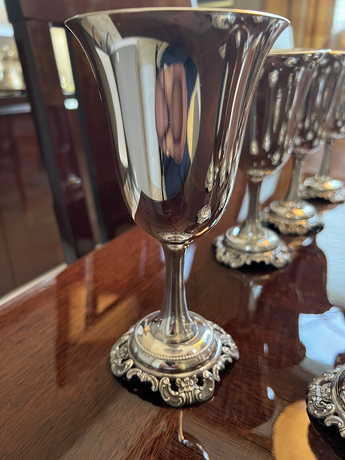 12 Wallace Grande Baroque Sterling Goblets No Monogram Excellent