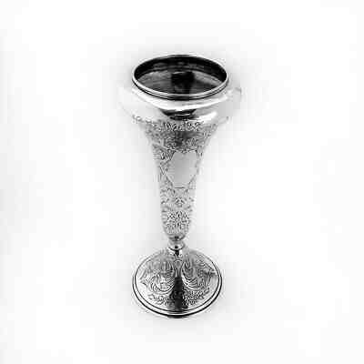 Engraved Floral Vase Wallace Sterling Silver 1920