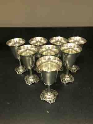 8 Wallace Grande Baroque Sterling Goblets Pristine