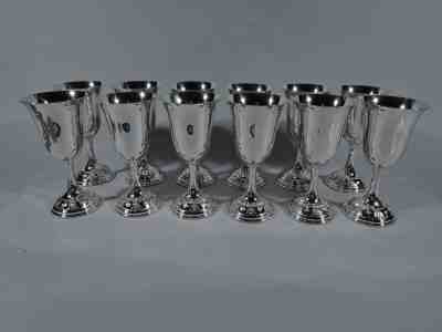 Wallace Rose Point Goblets - 4640/9 - Set of 12 - American Sterling Silver 