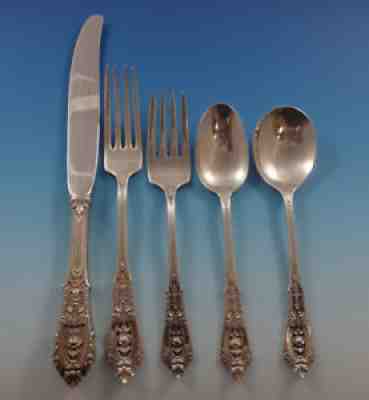 Rose Point by Wallace Sterling Silver Flatware Set For 24 Service 128 Pieces