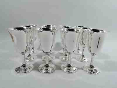 Wallace Goblets - 14 - Set 12 Modern Barware - American Sterling Silver
