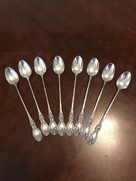R.W. & S. Wallace Sterling Silver Iced Teaspoons Lucerne Set of Eight