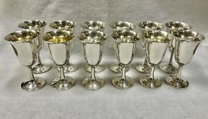 Set of Twelve (12) Wallace #14 Sterling Silver Goblets 6.75”H 170G Each