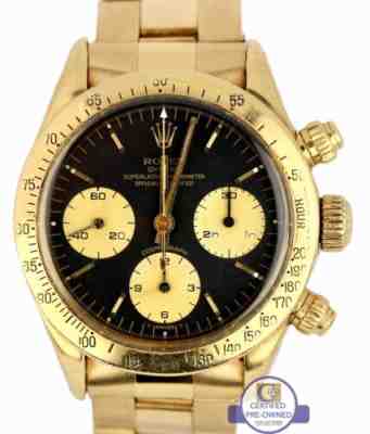 Vintage Rolex Daytona Cosmograph 6265 Black 37mm 18K Yellow Gold Oyster Watch