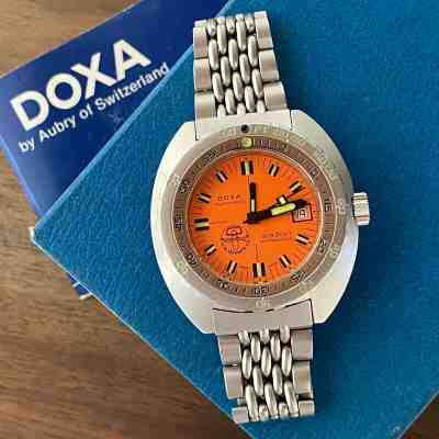 DOXA Sub 300T Professional Aqualung Orange Dial Vintage Watch Sharkhunter BOR 